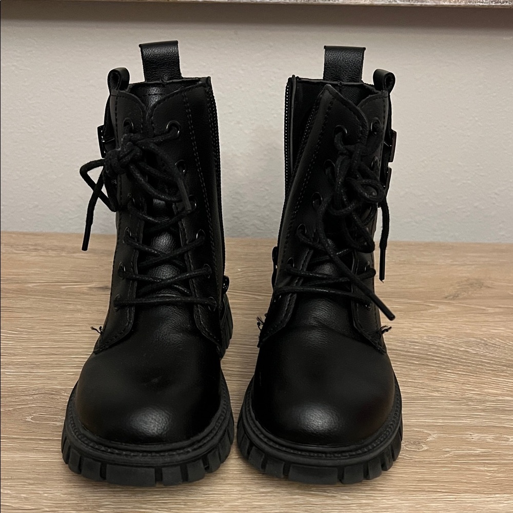 Black Lace-Up Combat Boots